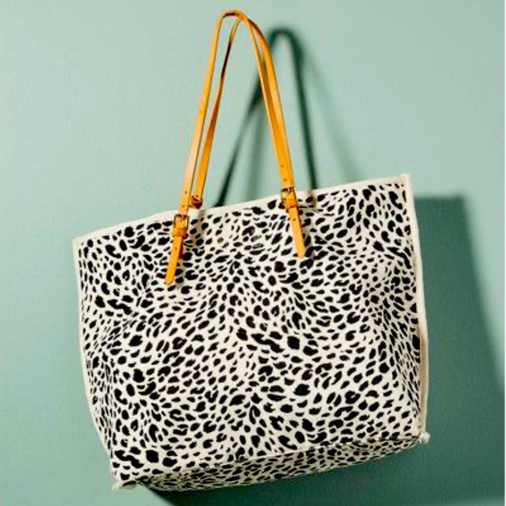 Anthropologie animal print canvas tote
